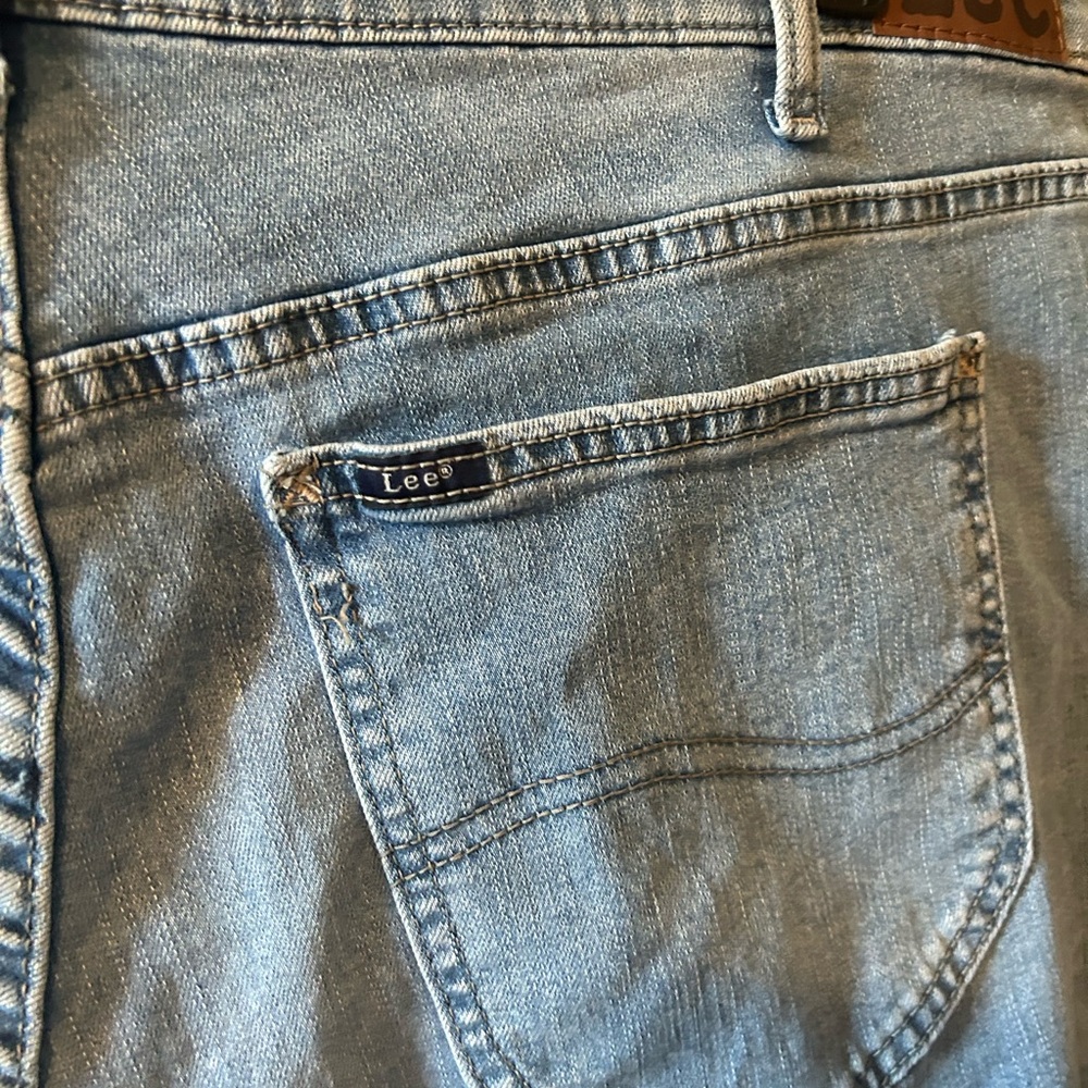 Lee Blue Jean Shorts with Frayed Hem - Picture 10 of 10
